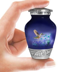 Cremation Urn Adult Human Ashes Large Handcrafted Funeral Memorial Remembrance Loved Tribute Metal Lost Died keepsake nature birds hummingbird