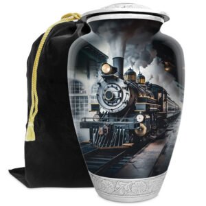 train urn adult human ashes large funeral memorial remembrance loved tribute metal died nature cremation decorative urnas para cenizas humanas adultos burial women men dad mom locomotive railways steam engines travel railroads rail history vintage trains scenic railway