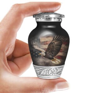 American US USA flag patriotic bald eagle urn adult human ashes large funeral memorial remembrance loved tribute metal died keepsake nature cremation funeral decorative burial women men dad mom mum glory soaring