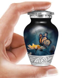 Butterfly monarch urn adult human ashes large funeral memorial remembrance loved tribute metal lost died keepsake nature cremation decorative burial women men dad mom mum flower garden milkweed blue urnes funéraires adultes