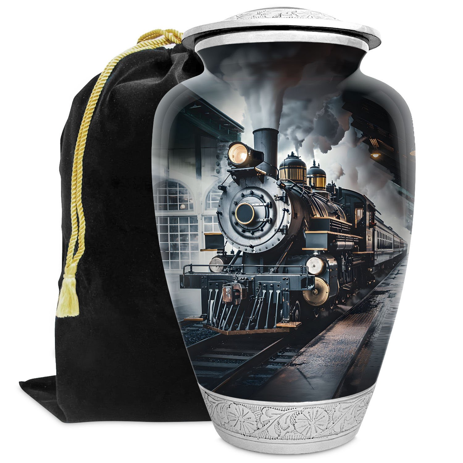 train urn adult human ashes large funeral memorial remembrance loved tribute metal died nature cremation decorative urnas para cenizas humanas adultos burial women men dad mom locomotive railways steam engines travel railroads rail history vintage trains scenic railway