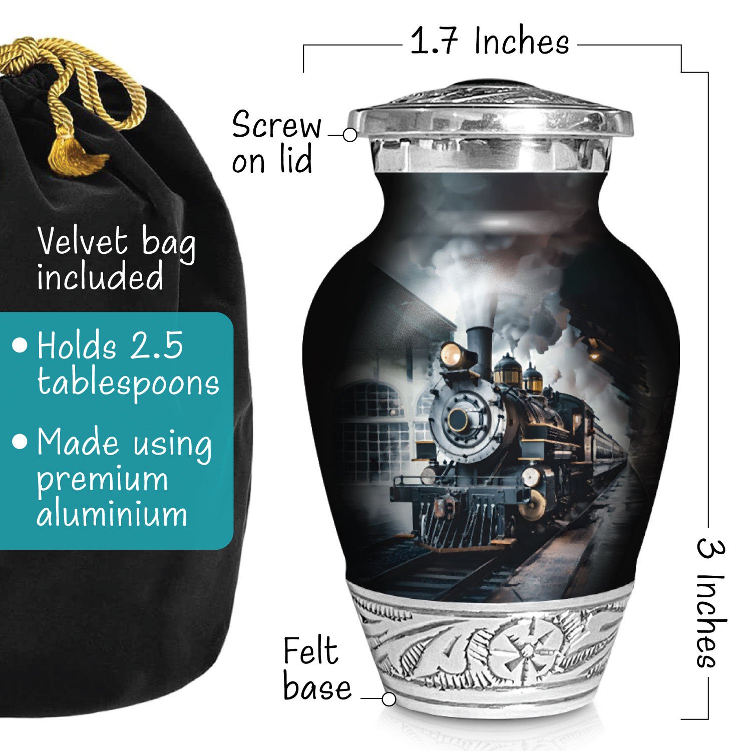 train urn adult human ashes large funeral memorial remembrance loved tribute metal died nature cremation decorative urnas para cenizas humanas adultos burial women men dad mom locomotive railways steam engines travel railroads rail history vintage trains scenic railway