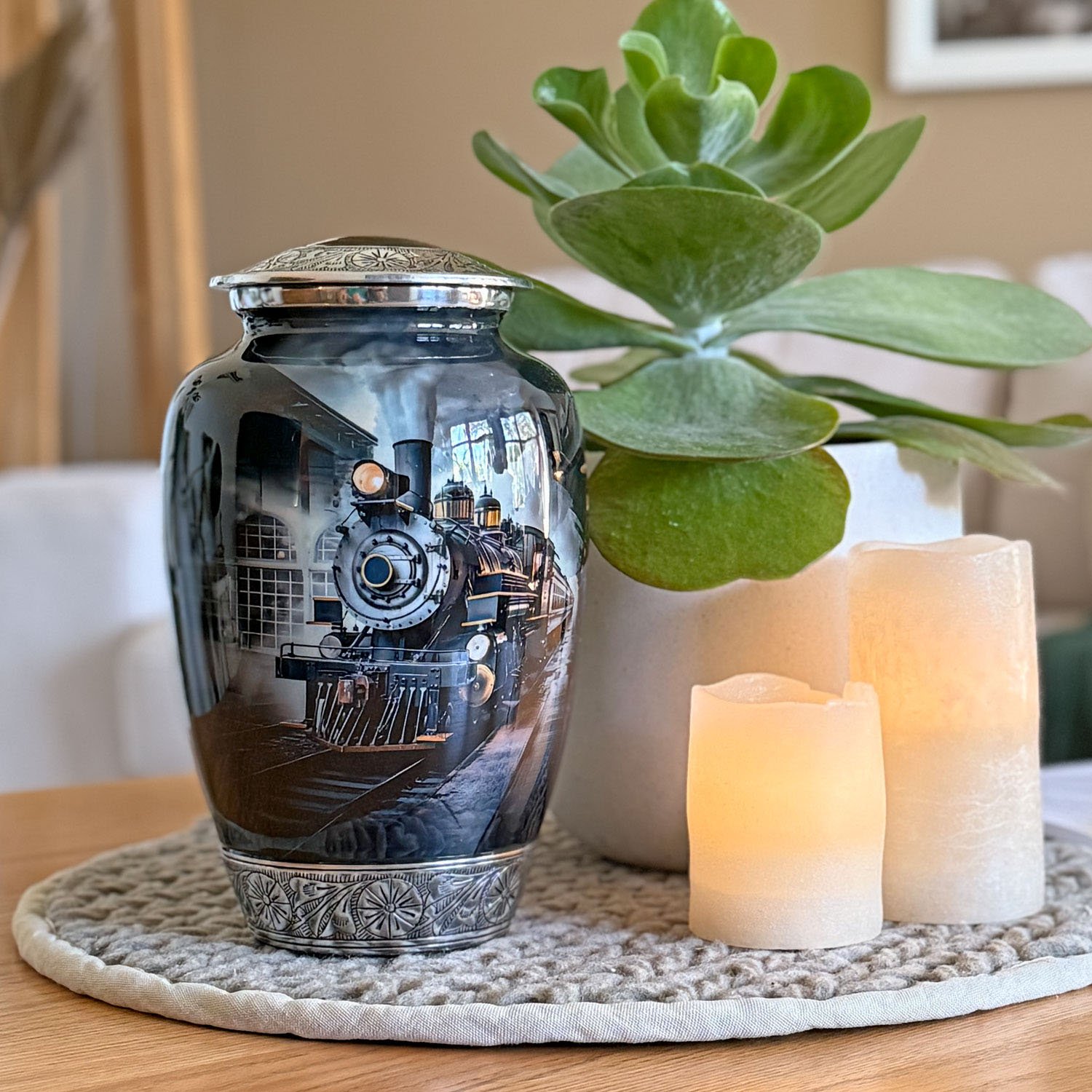 train urn adult human ashes large funeral memorial remembrance loved tribute metal died nature cremation decorative urnas para cenizas humanas adultos burial women men dad mom locomotive railways steam engines travel railroads rail history vintage trains scenic railway