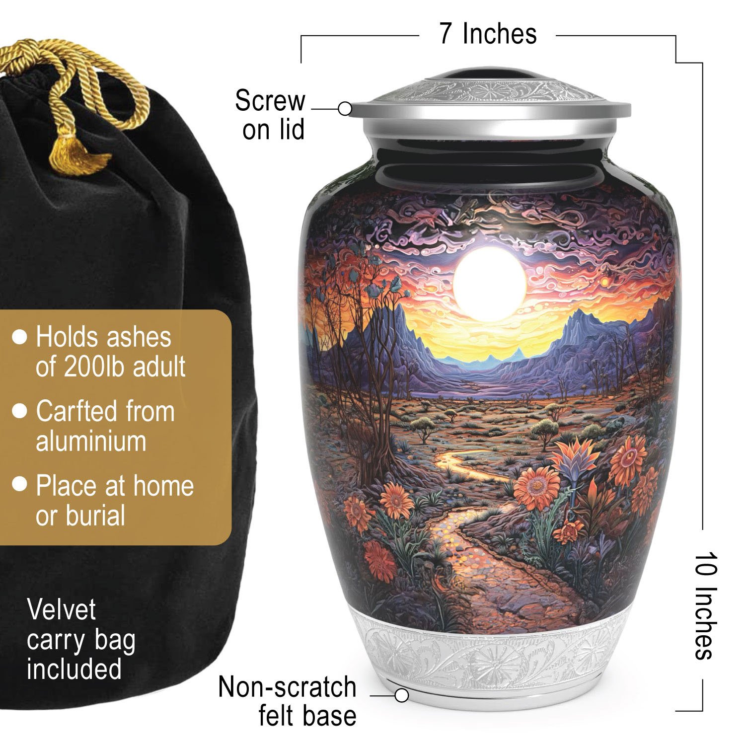 Desert Flowers Urn for Human Ashes | Handcrafted Funeral Memoria