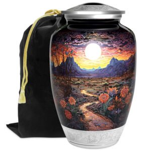 Desert Flowers Urn for Human Ashes | Handcrafted Funeral Memorial