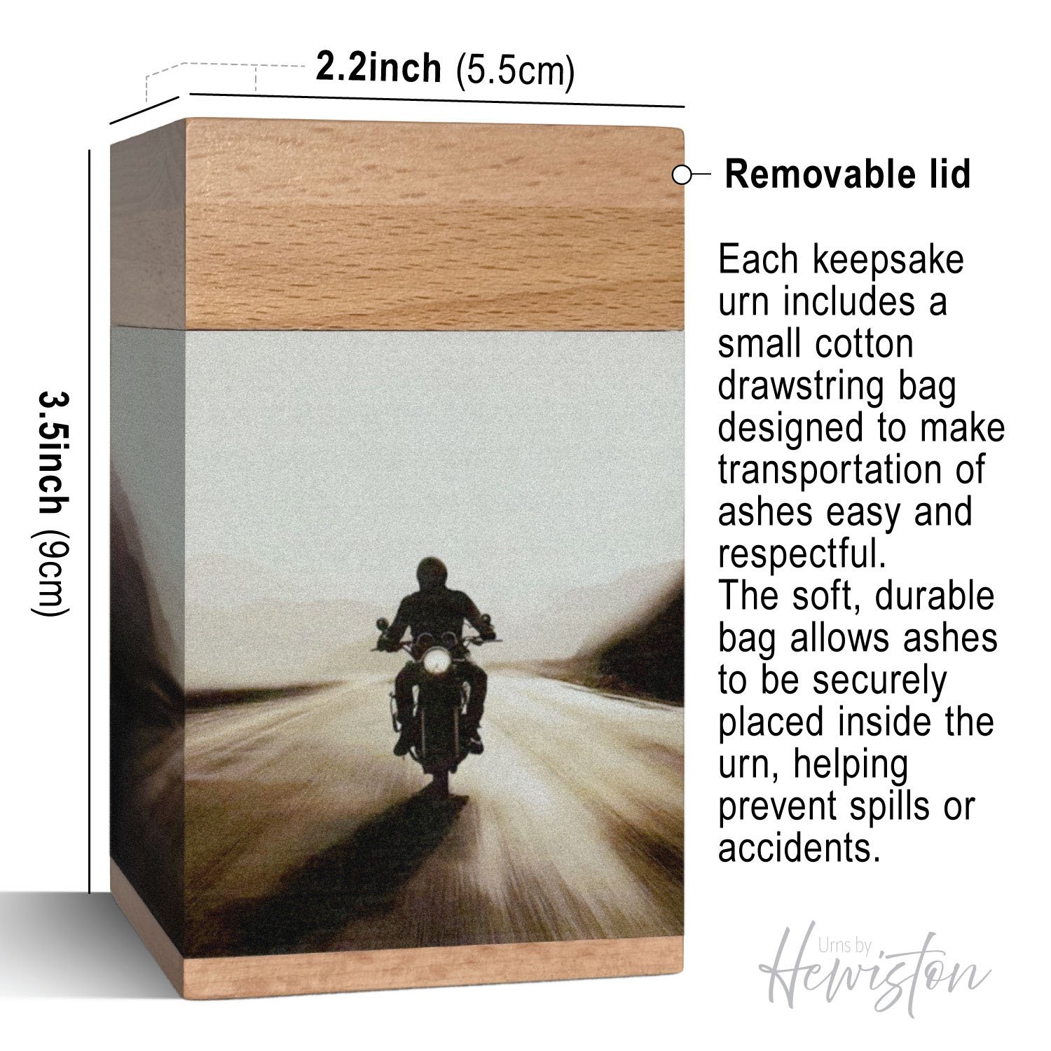 wooden cremation urn for human ashes motorbike design adult memorial urn crafted from beech wood