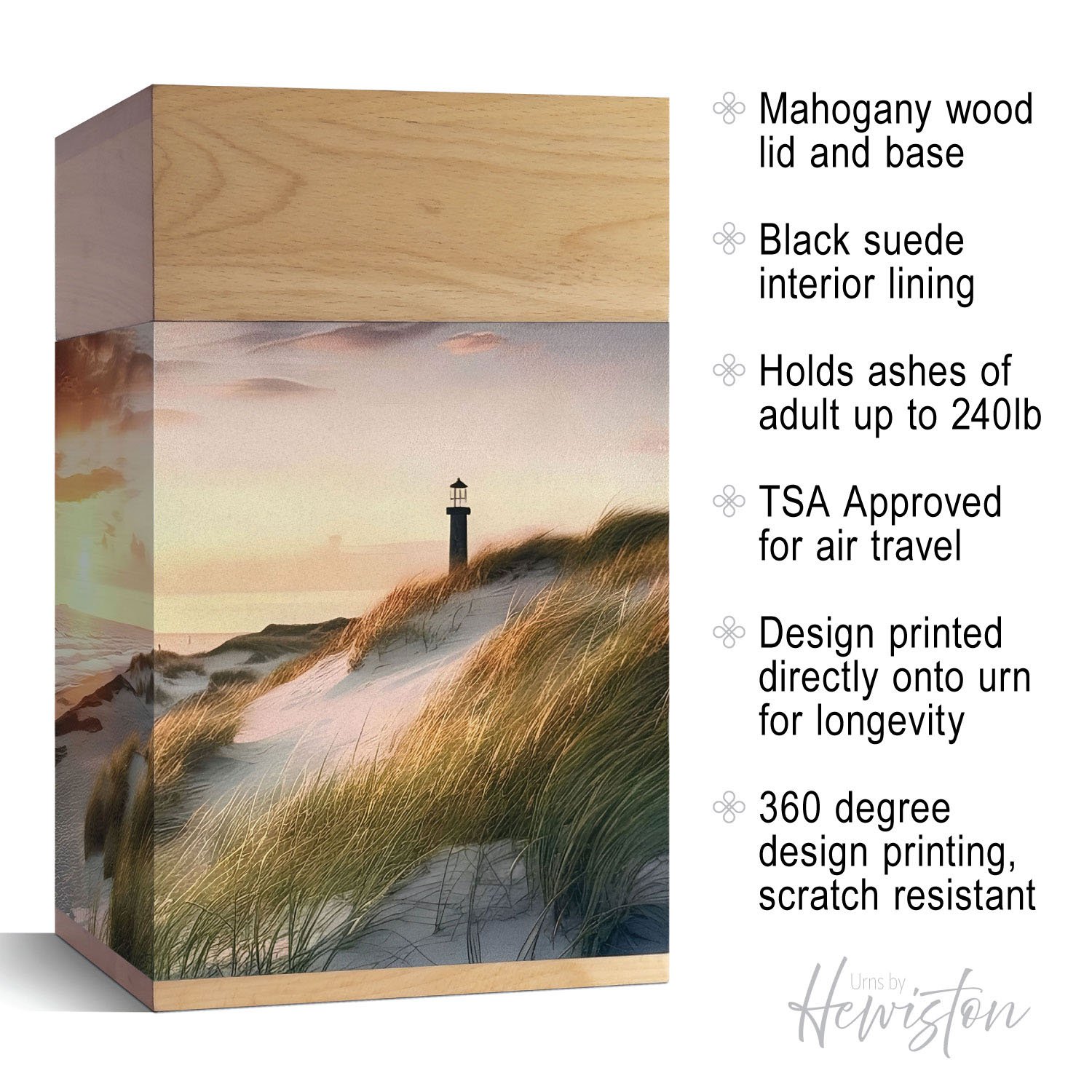 wooden cremation urn for human ashes lighthouse design adult memorial urn crafted from beech wood