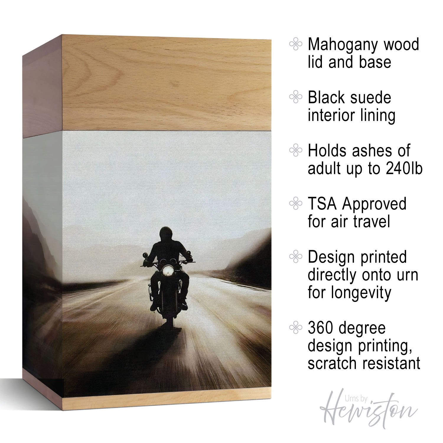 wooden cremation urn for human ashes motorbike design adult memorial urn crafted from beech wood