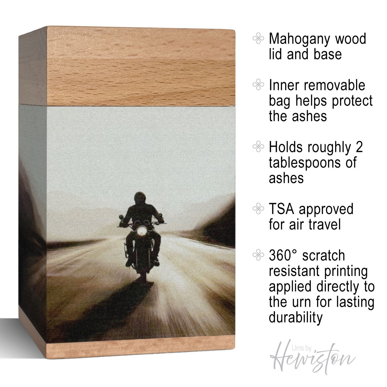 wooden cremation urn for human ashes motorbike design adult memorial urn crafted from beech wood