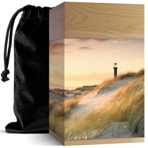wooden cremation urn for human ashes lighthouse design adult memorial urn crafted from beech wood
