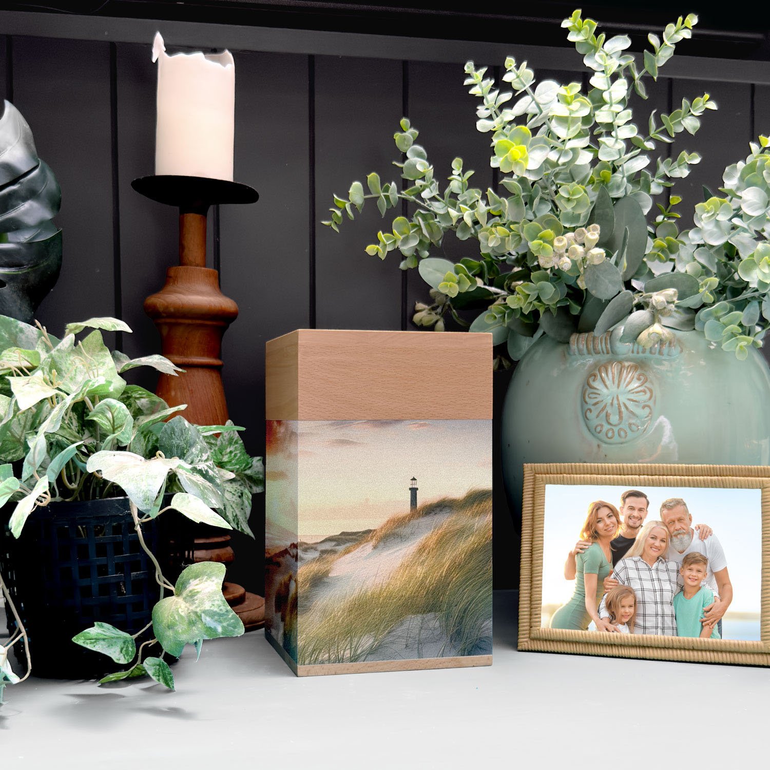 wooden cremation urn for human ashes lighthouse design adult memorial urn crafted from beech wood