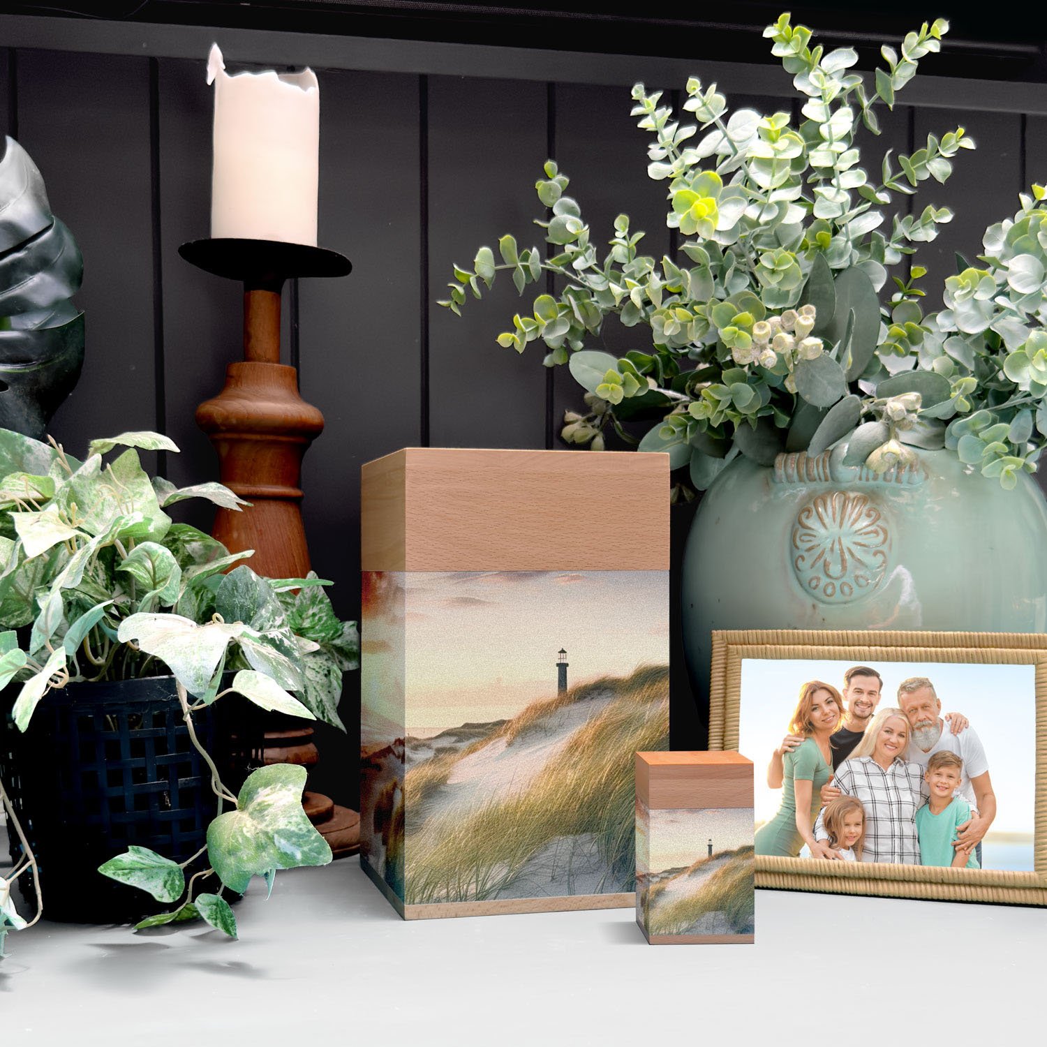 wooden cremation urn for human ashes lighthouse design adult memorial urn crafted from beech wood