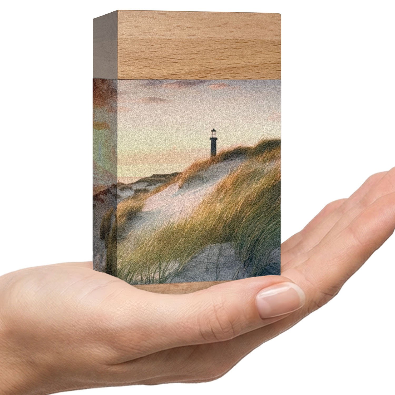 wooden cremation urn for human ashes lighthouse design adult memorial urn crafted from beech wood