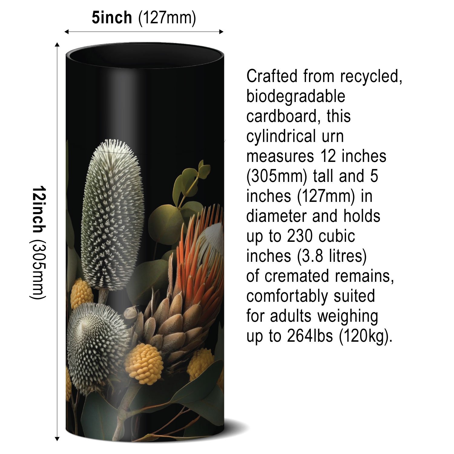 Native Flowers Scatter Urn - Biodegradable Cardboard Tube - Image 2