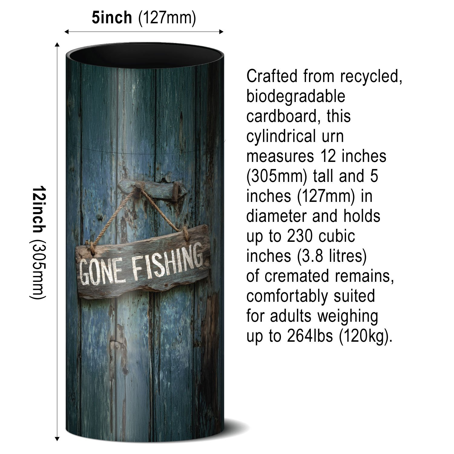Gone Fishing Scatter Urn - Biodegradable Cardboard Tube - Image 4