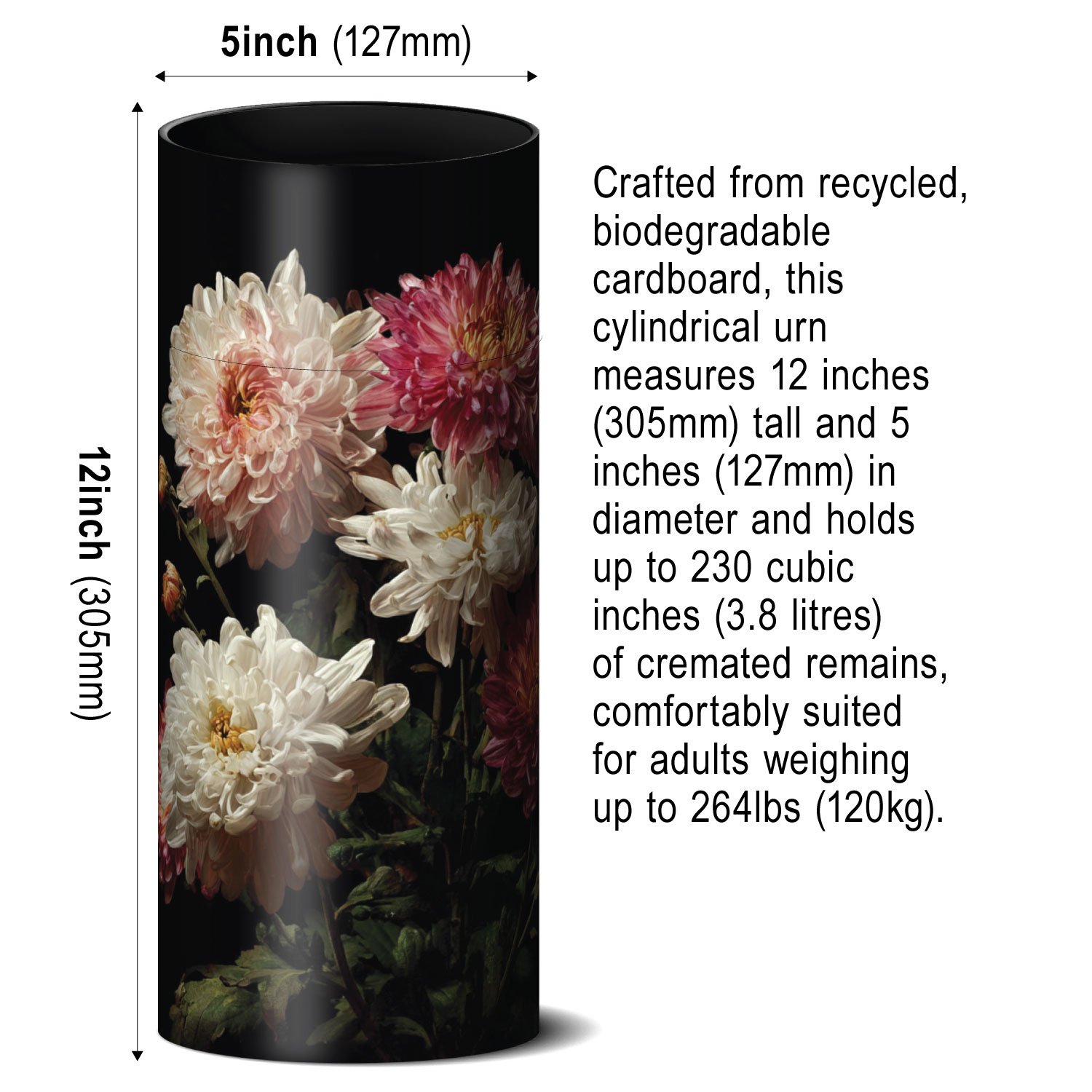 Chrysanthemum Scatter Urn - Biodegradable Cardboard Tube - Image 2