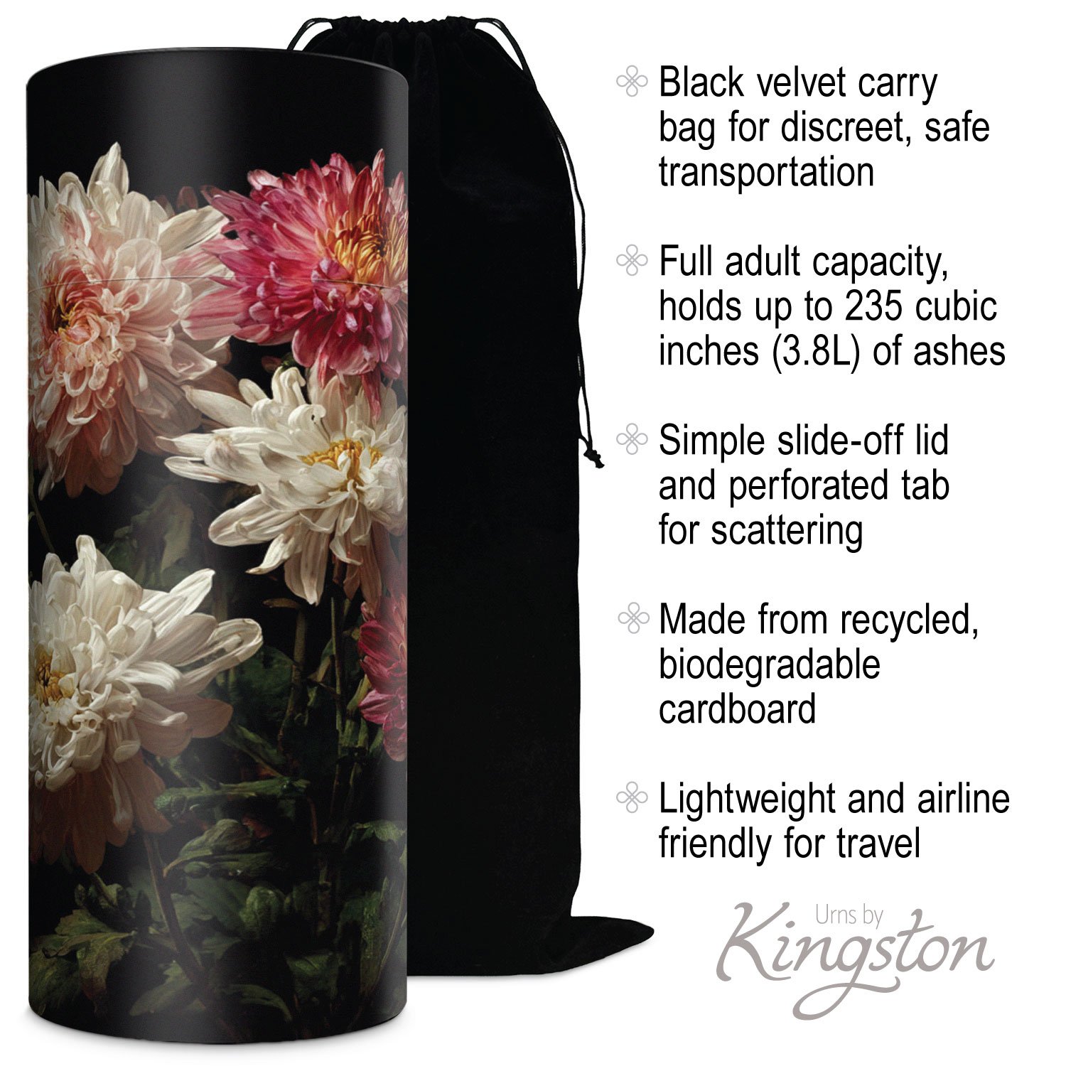 Chrysanthemum Scatter Urn - Biodegradable Cardboard Tube - Image 4