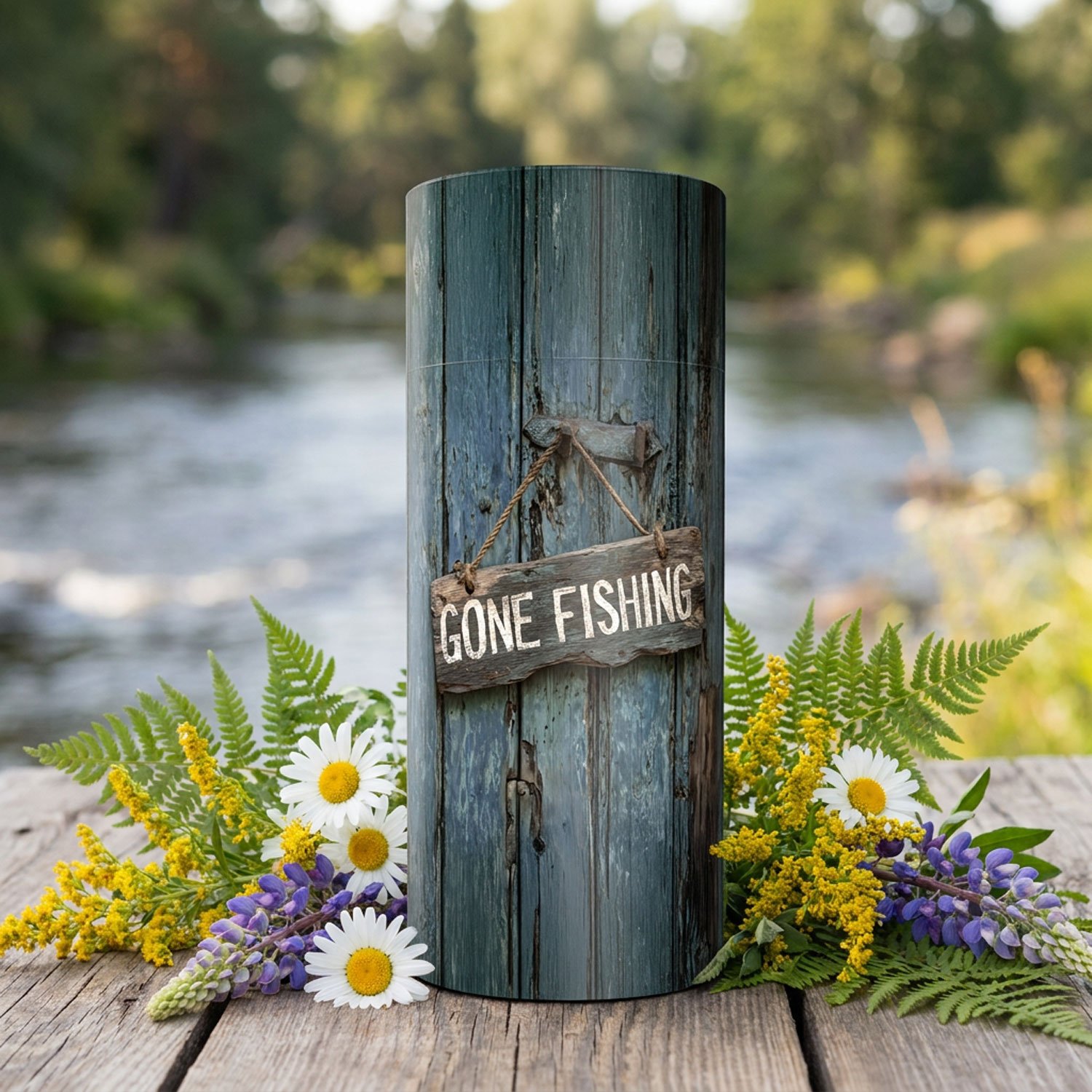 Gone Fishing Scatter Urn - Biodegradable Cardboard Tube - Image 3